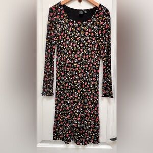 Volcom Black Floral Long Sleeve Dress Girls Large (10/12)